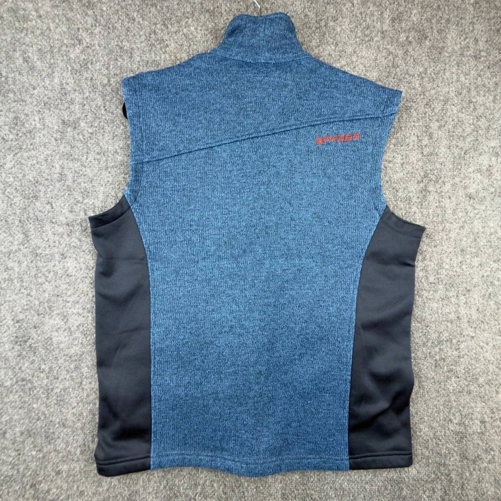 Spyder Mens Full Zip Sweater Knit Fleece Vest Blue Orange 787206 Size M
